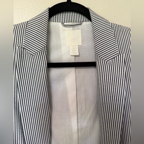 H&M cotton striped career work open front  blazer - Picture 10 of 12